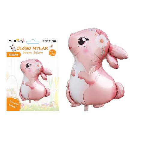 Globo metalizado conejo de Pascua color rosado 53*69cm