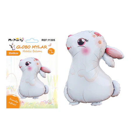 Globo metalizado conejo de Pascua color blanco 53*69cm