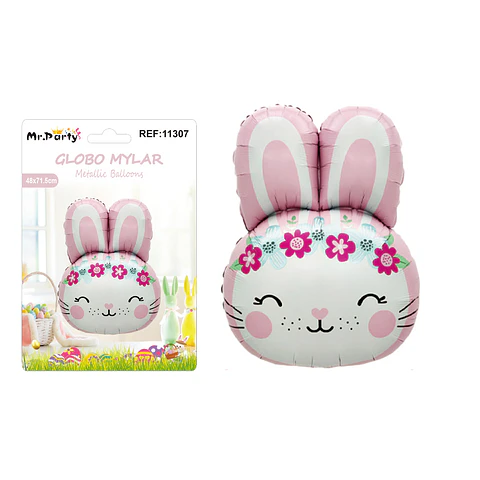 Globo metalizado conejo de Pascua color blanco 48*71.5cm