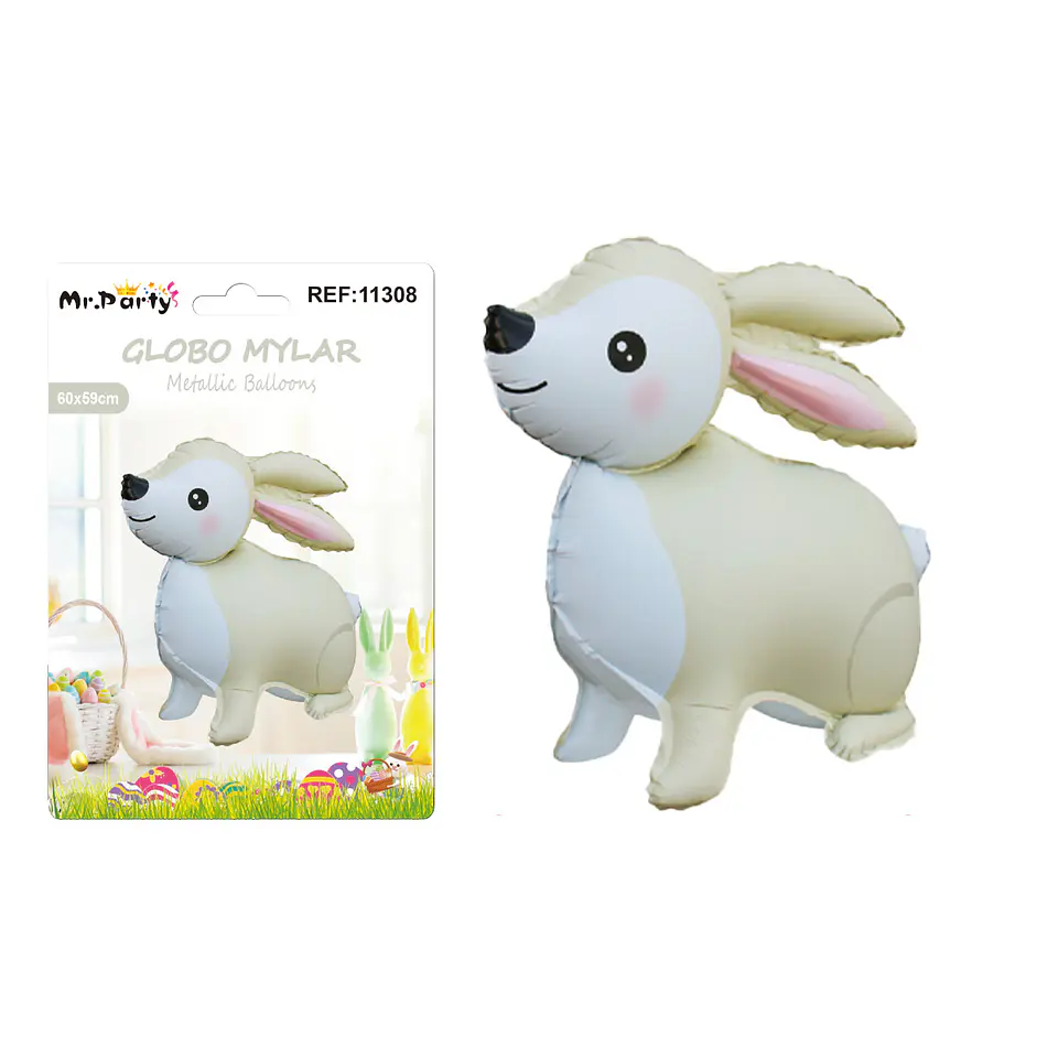 Globo metalizado conejo de Pascua color beige 60*59cm 1