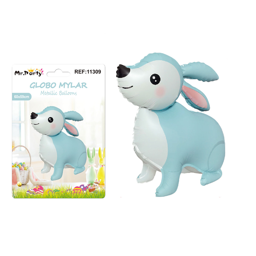 Conejo metálico de Pascua color azul 60*59cm