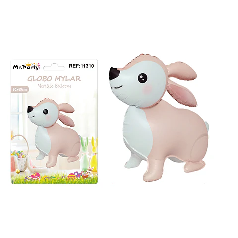 Globo metalizado conejo de Pascua color rosado 60*59cm