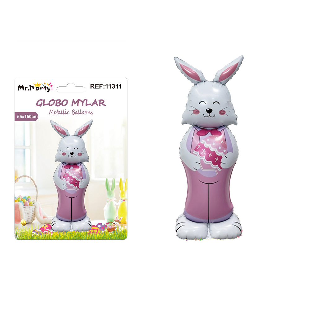Conejo metálico de Pascua color rosado 55*150cm