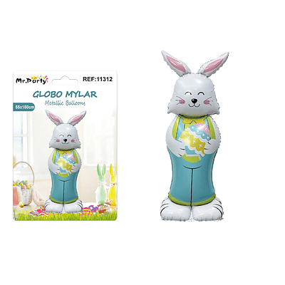 Conejo metálico de Pascua color azul 55*150cm