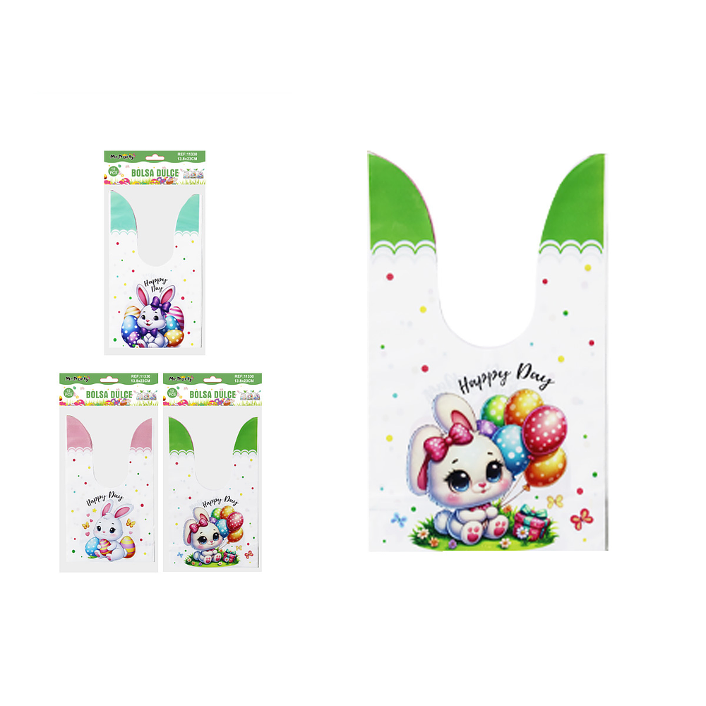 Bolsas de dulces con conejo para Pascua 13.8*23cm 10pcs Color Aleatorio
