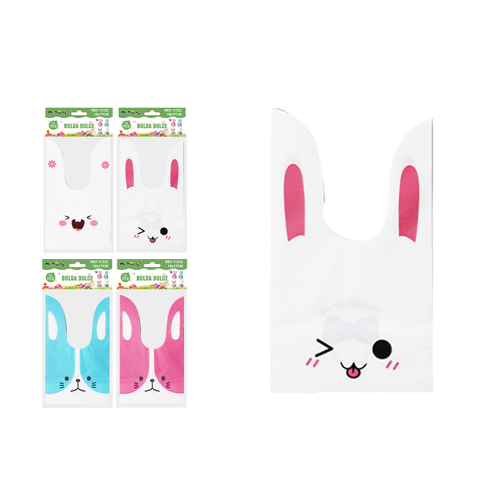 Bolsas de dulces con conejo para Pascua 10*17cm 10pcs Color Aleatorio