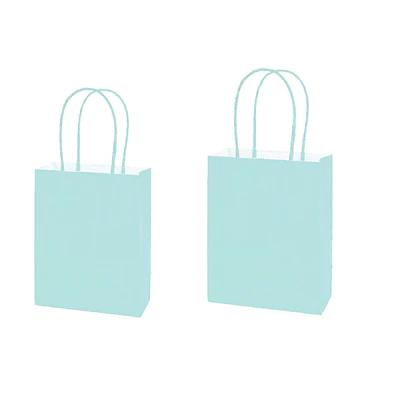 Bolsa de papel kraft celeste macaron 15*21*8cm 12pcs