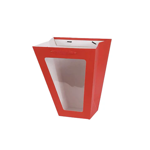 Bolsa de regalo V con ventana rojo 12*11*26cm 12pcs