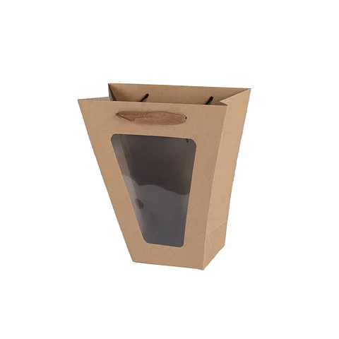 Bolsa de regalo kraft V con ventana 10*10*20cm 12pcs