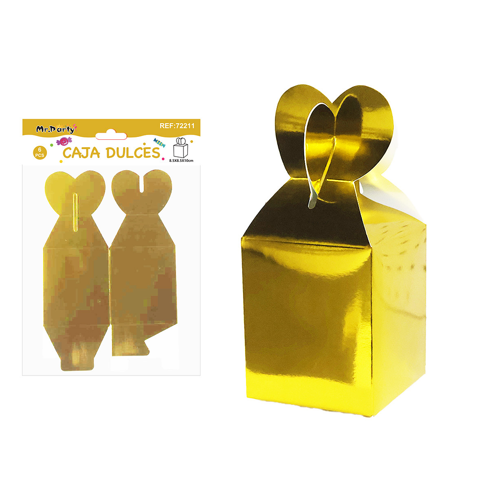 Caja de dulces  plegable dorado 6pcs