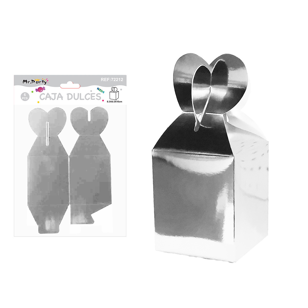 Caja de dulces plegable plateado 6pcs