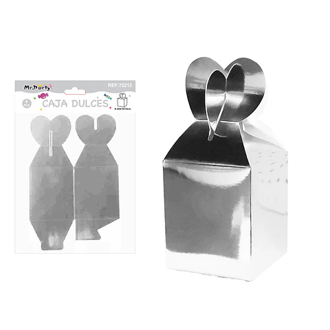 Caja dulces plegable plateado metalizada 8.5*8.5*10cm 6pcs
