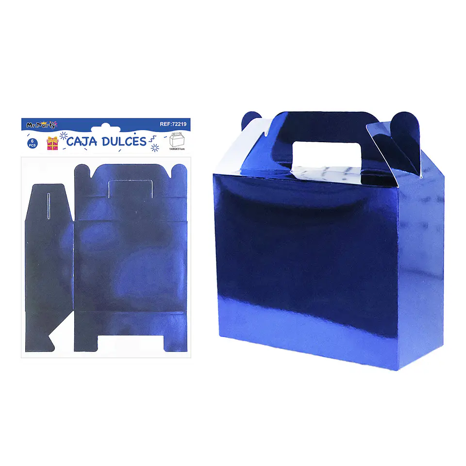 Caja dulces con manilla plegable azul royal metalizada 14*6*11cm 6pcs 1