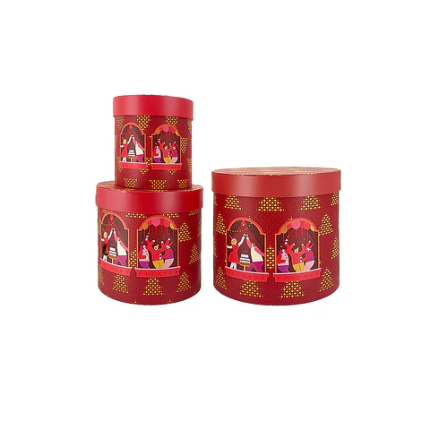 Set cajas de regalos redondo rojo 3pcs