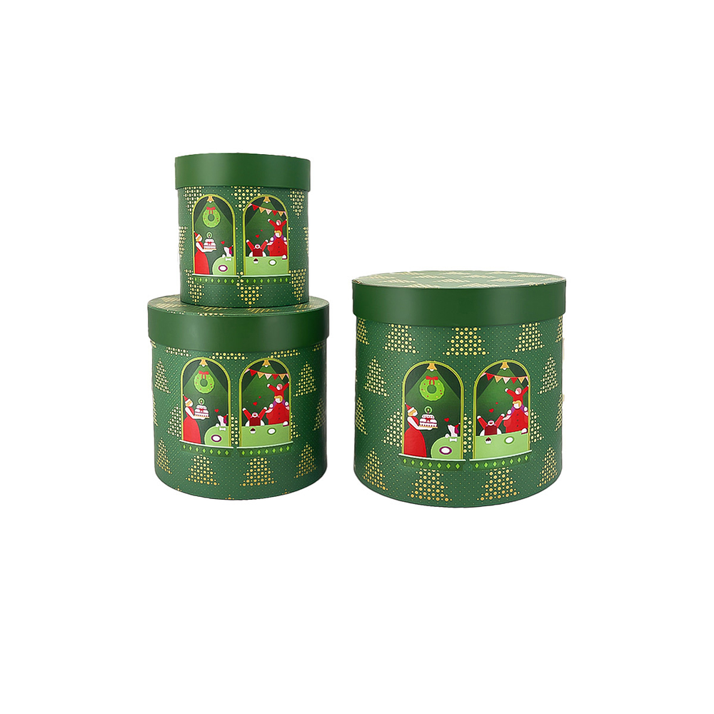Set cajas de regalos redondo verde 3pcs