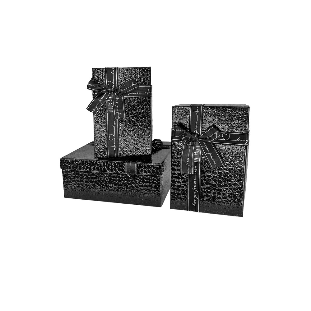 Set de cajas de regalos rectangulares negro 3pcs