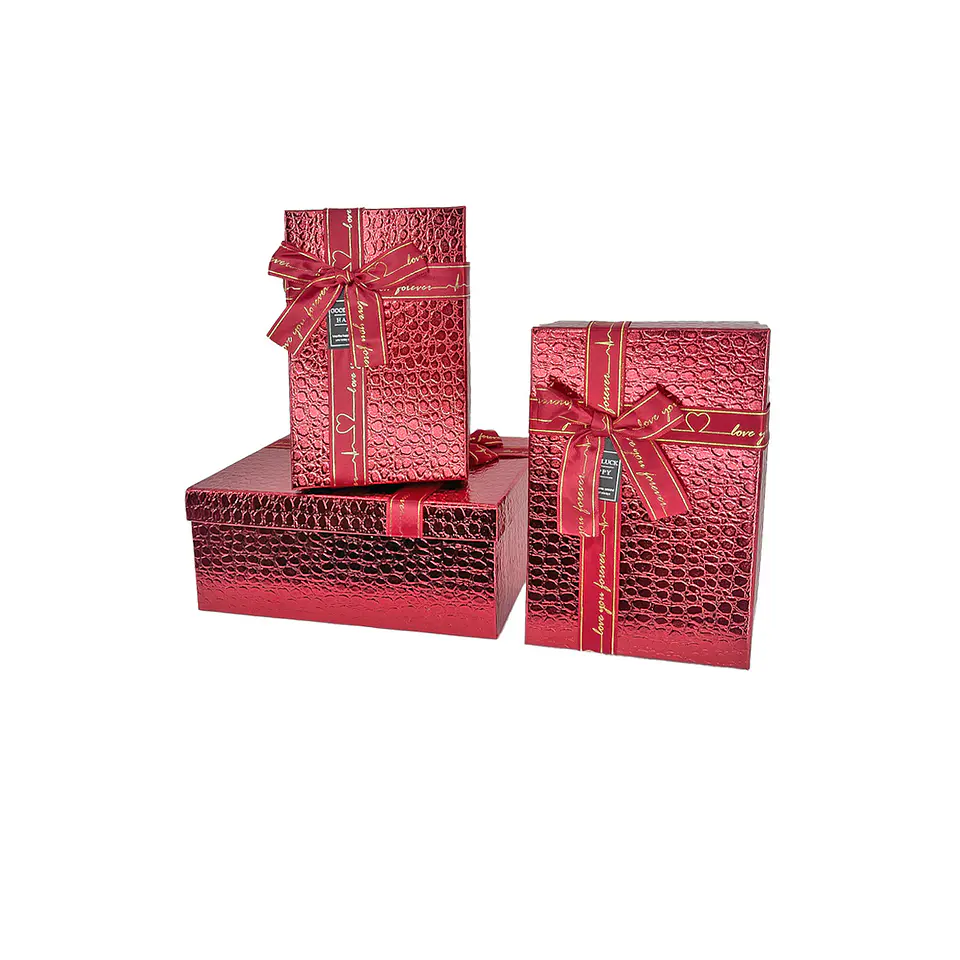 Set de cajas de regalos rectangulares rojo 3pcs 1