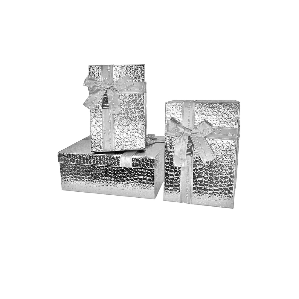 Set de cajas de regalos rectangulares plateado 3pcs