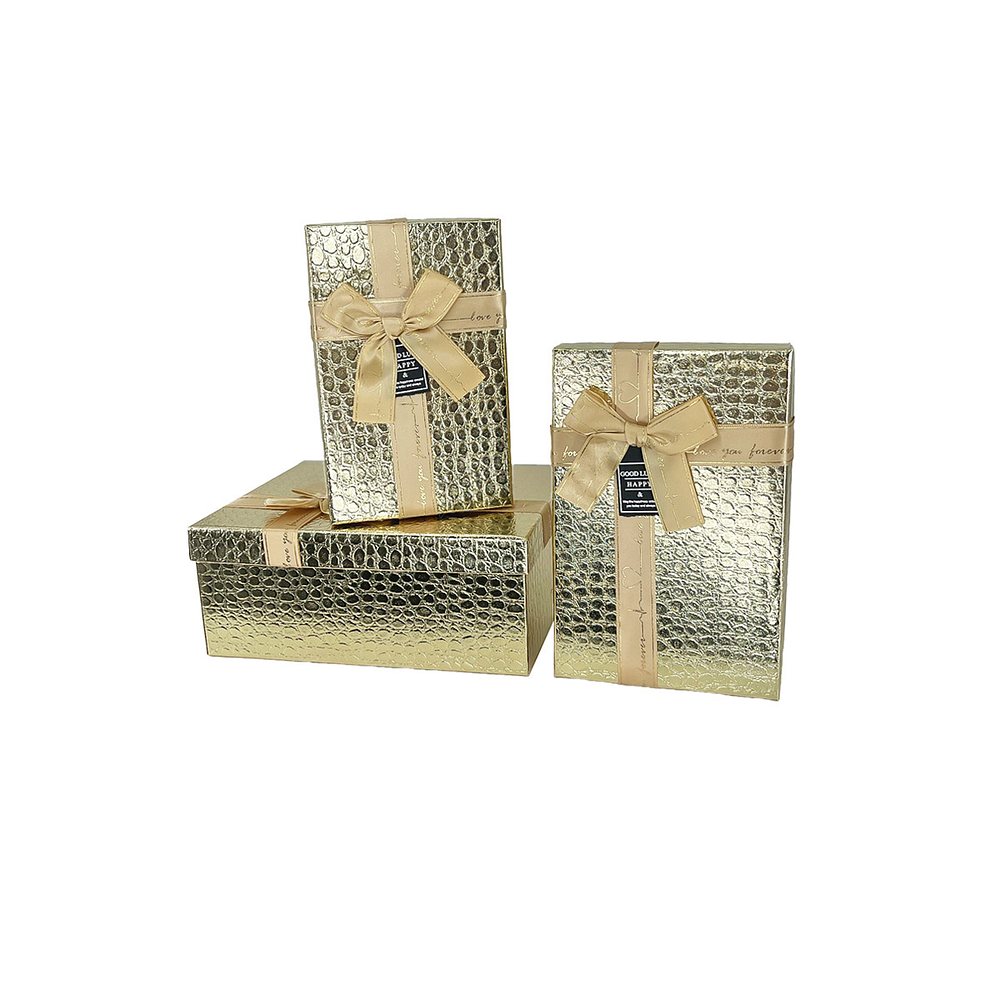 Set de cajas de regalos rectangulares dorado 3pcs