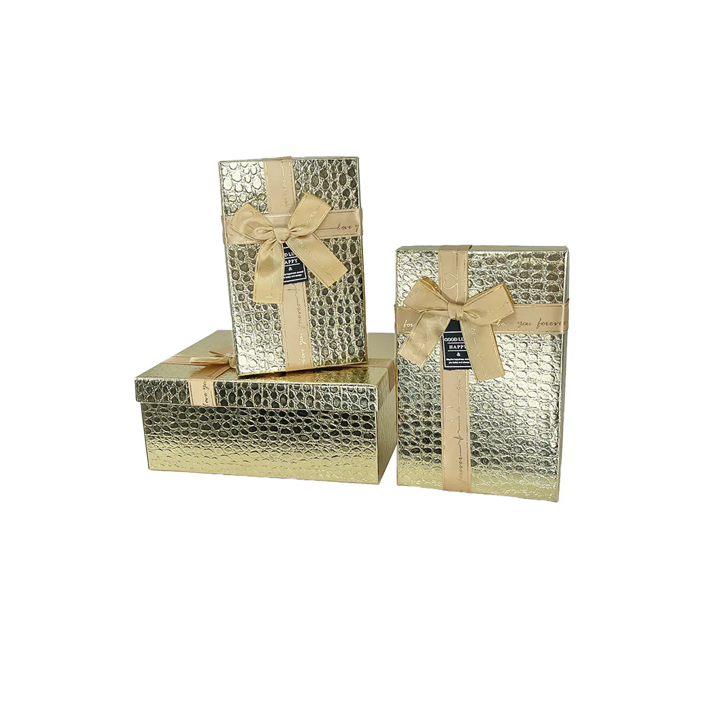 Set de cajas de regalos rectangulares dorado 3pcs 1