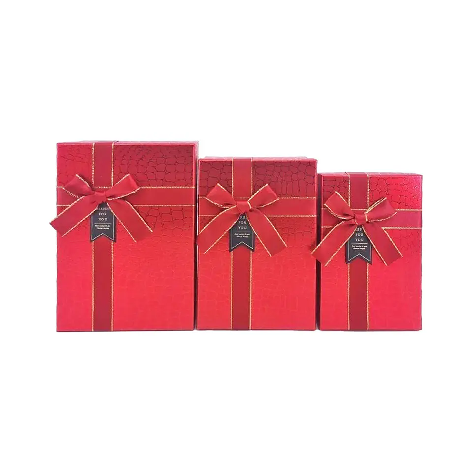 Set de cajas de regalos rectangulares rojo 3pcs 1