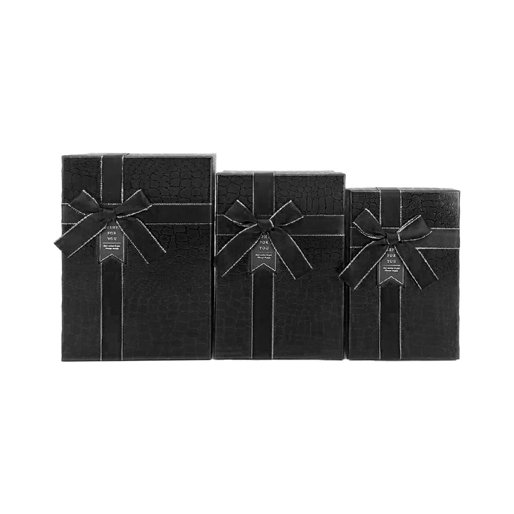 Set de cajas de regalos rectangulares negro 3pcs