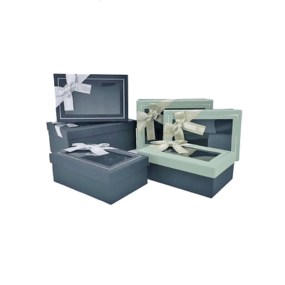 Set de cajas de regalos rectangulares con ventanas verde Color Aleatorio 3pcs