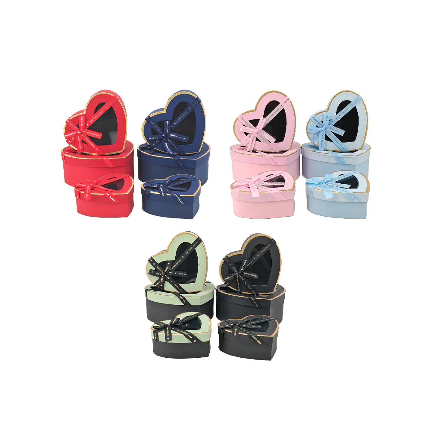 Set de cajas de regalos corazón con ventanas Color Aleatorio 3pcs 1