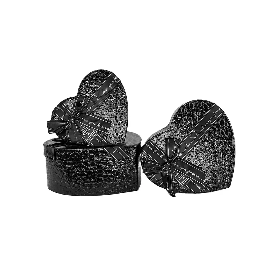 Set de cajas de regalos corazón negro 3pcs 1