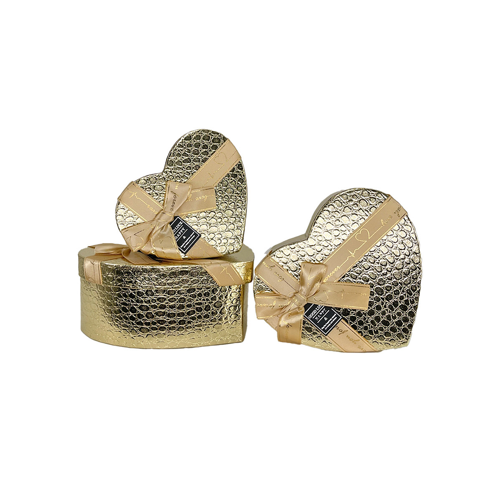 Set de cajas de regalos corazón dorado 3pcs