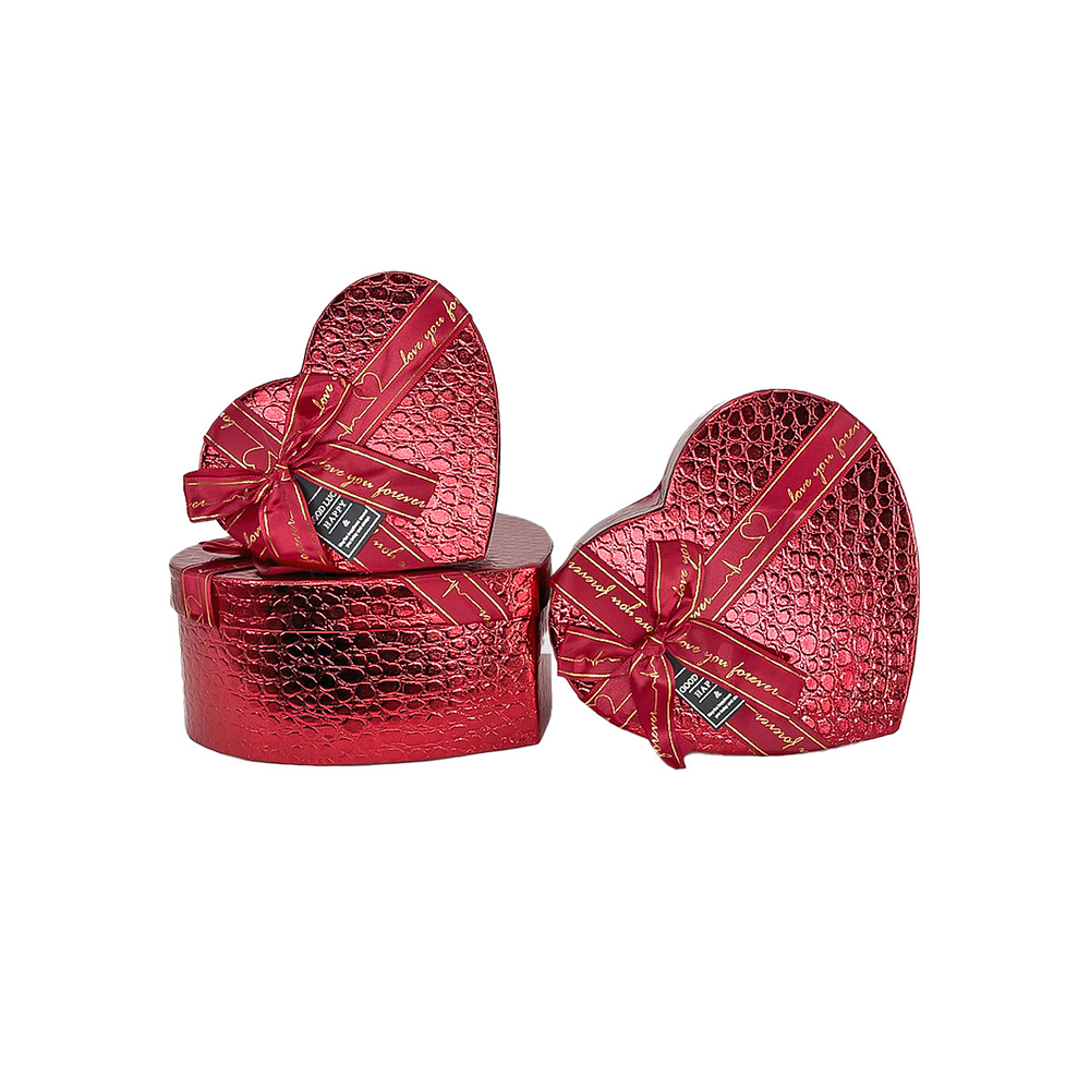Set de cajas de regalos corazón rojo 3pcs