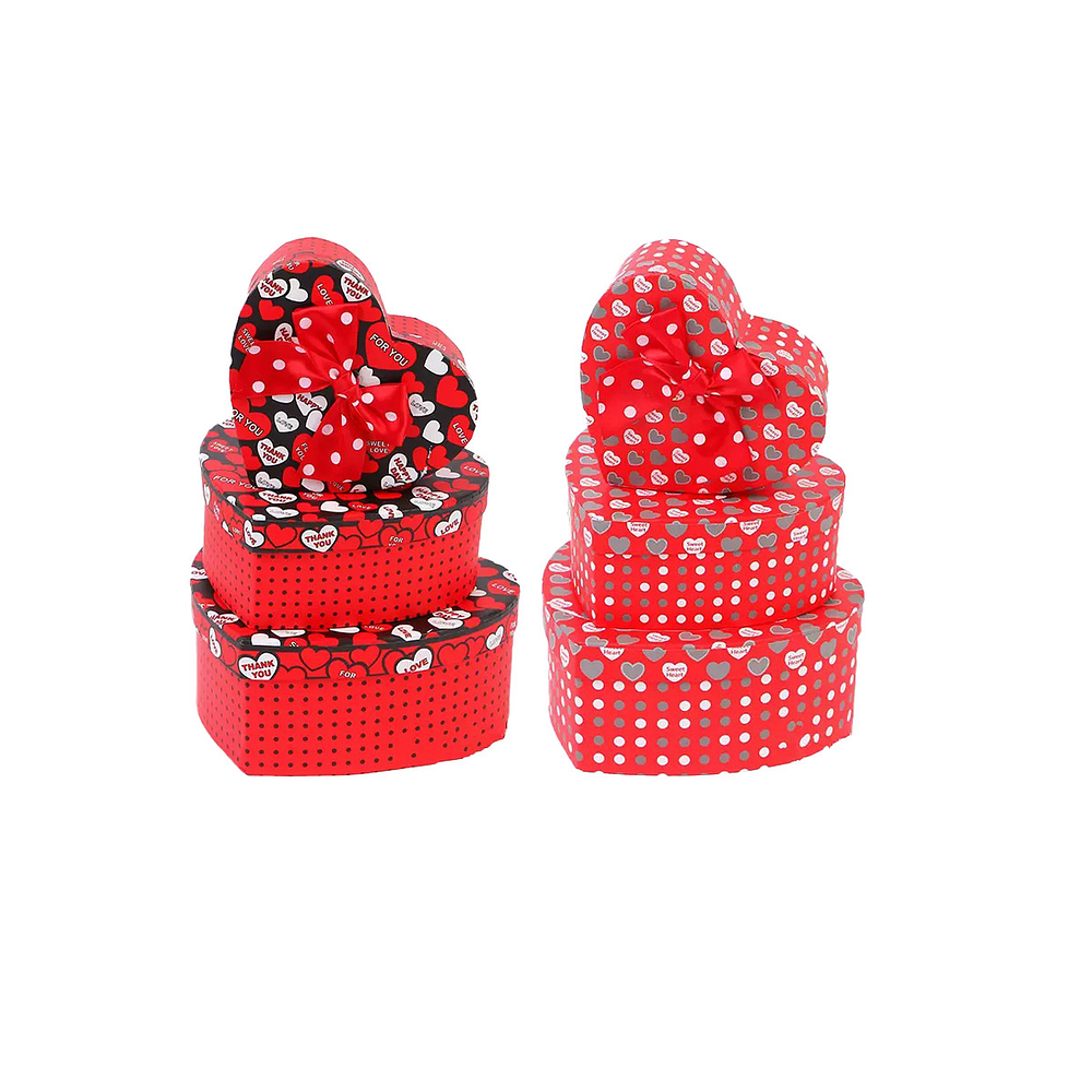 Set de cajas de regalos corazón rojo Color Aleatorio 3pcs