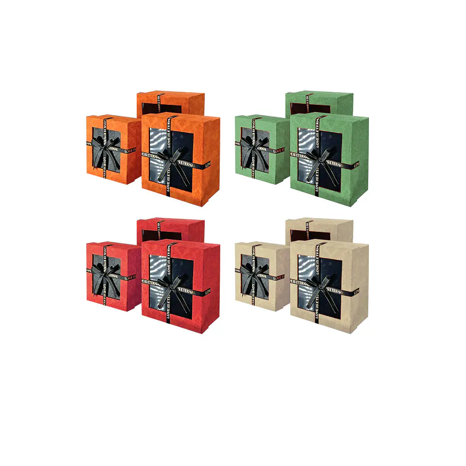 Set de cajas de regalos cuadradas con ventanas Color Aleatorio 3pcs 1