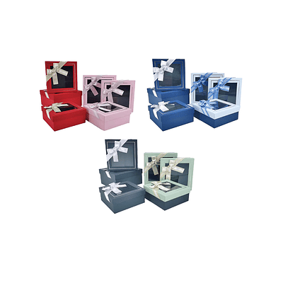 Set de cajas de regalos cuadradas con ventanas Color Aleatorio 3pcs