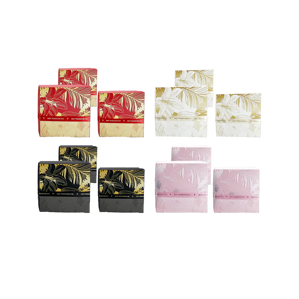 Set de cajas de regalos cuadradas con diseño de flores Color Aleatorio 3pcs 1