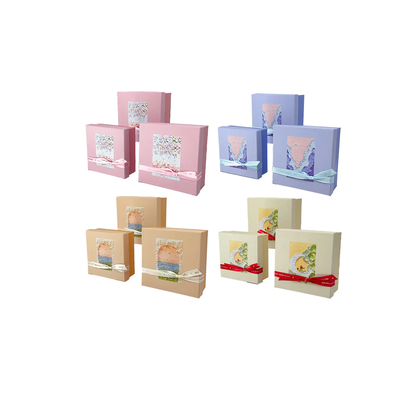 Set de cajas de regalos cuadradas con diseño Color Aleatorio 3pcs 1