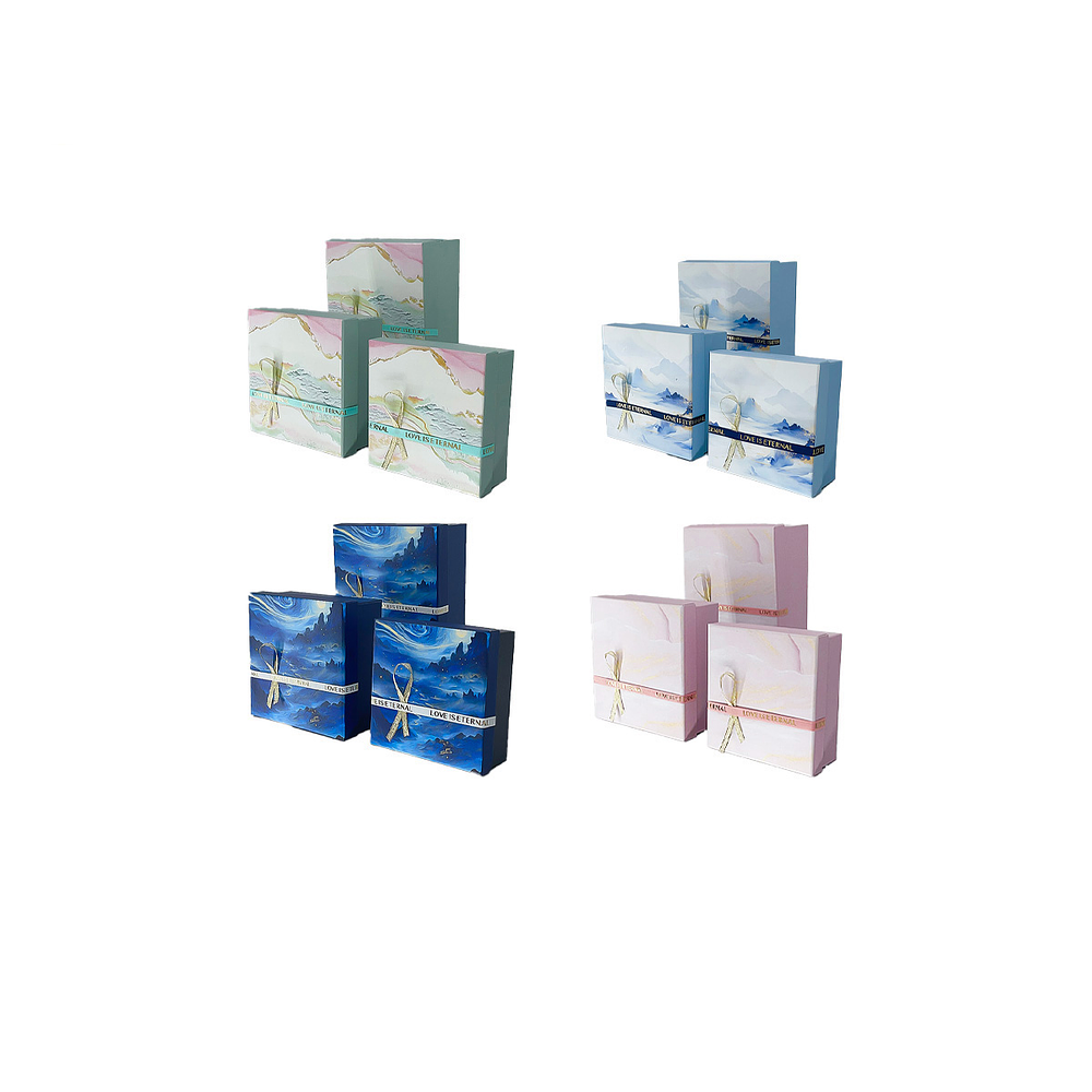 Set de cajas de regalos cuadradas con diseño Color Aleatorio 3pcs