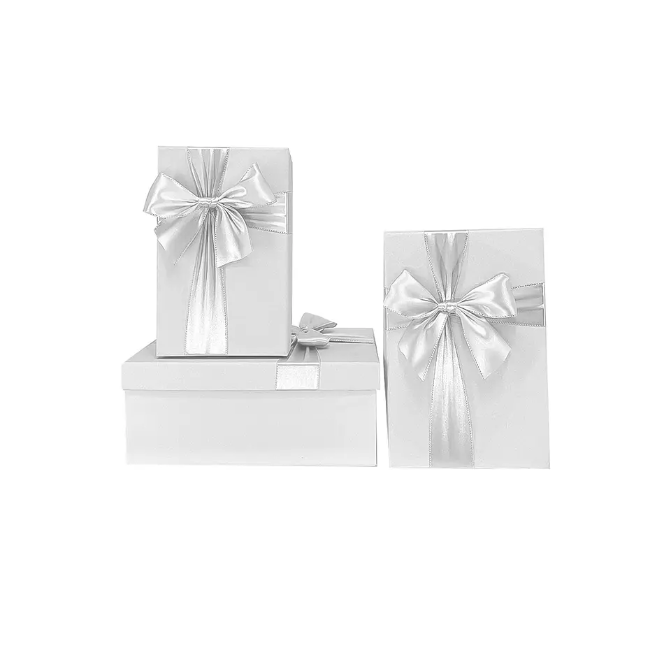 Set de cajas de regalos rectangulares blanco 3pcs 1