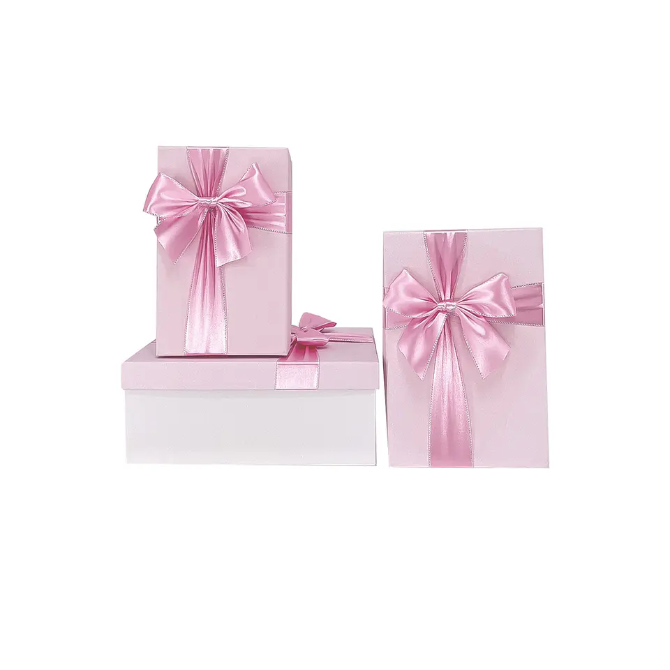 Set de cajas de regalos rectangulares rosa 3pcs 1