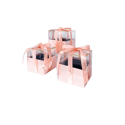 Set de cajas de regalo elegantes de PVC transparente rosa 3pcs