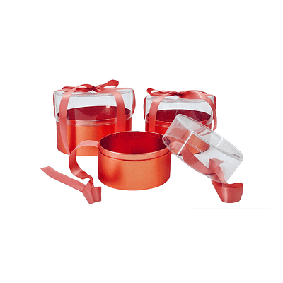 Set de cajas de regalo elegantes de PVC transparente rojo 3pcs