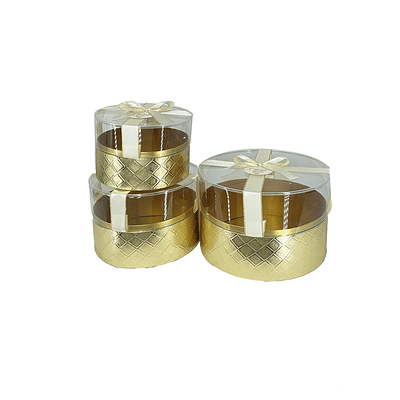 Set de cajas de regalo elegantes de PVC transparente dorado 3pcs