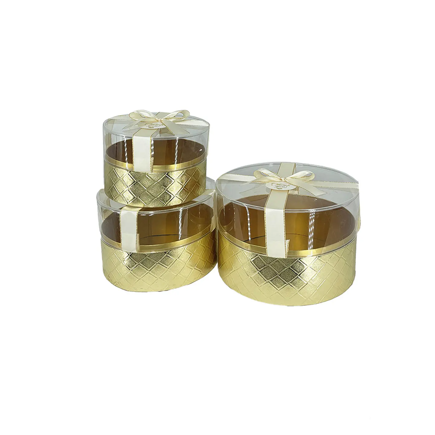 Set de cajas de regalo elegantes de PVC transparente dorado 3pcs 1