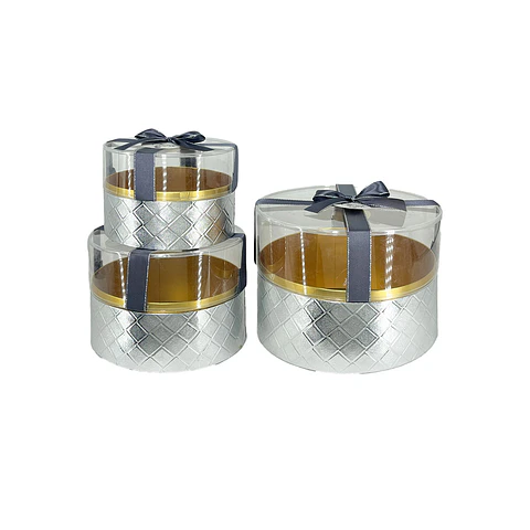 Set de cajas de regalo elegantes de PVC transparente plateado 3pcs