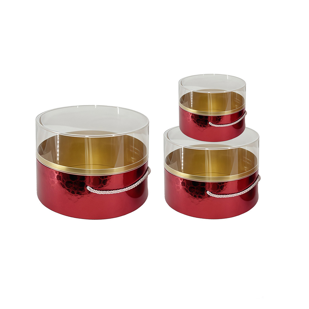 Set de cajas de regalo elegantes de PVC transparente rojo 3pcs