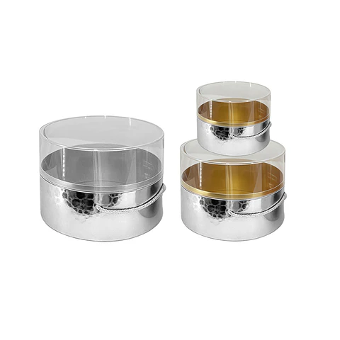 Set de cajas de regalo elegantes de PVC transparente plateado 3pcs