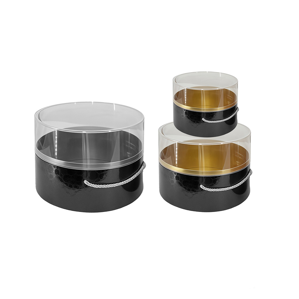 Set de cajas de regalo elegantes de PVC transparente negro 3pcs