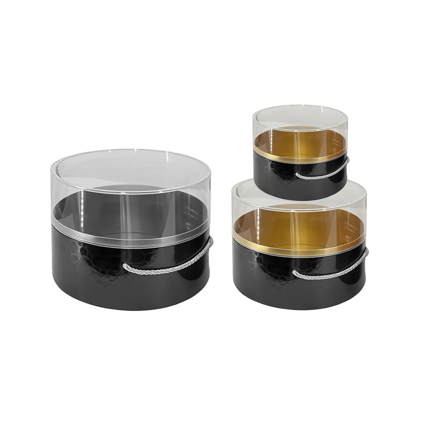 Set de cajas de regalo elegantes de PVC transparente negro 3pcs 1