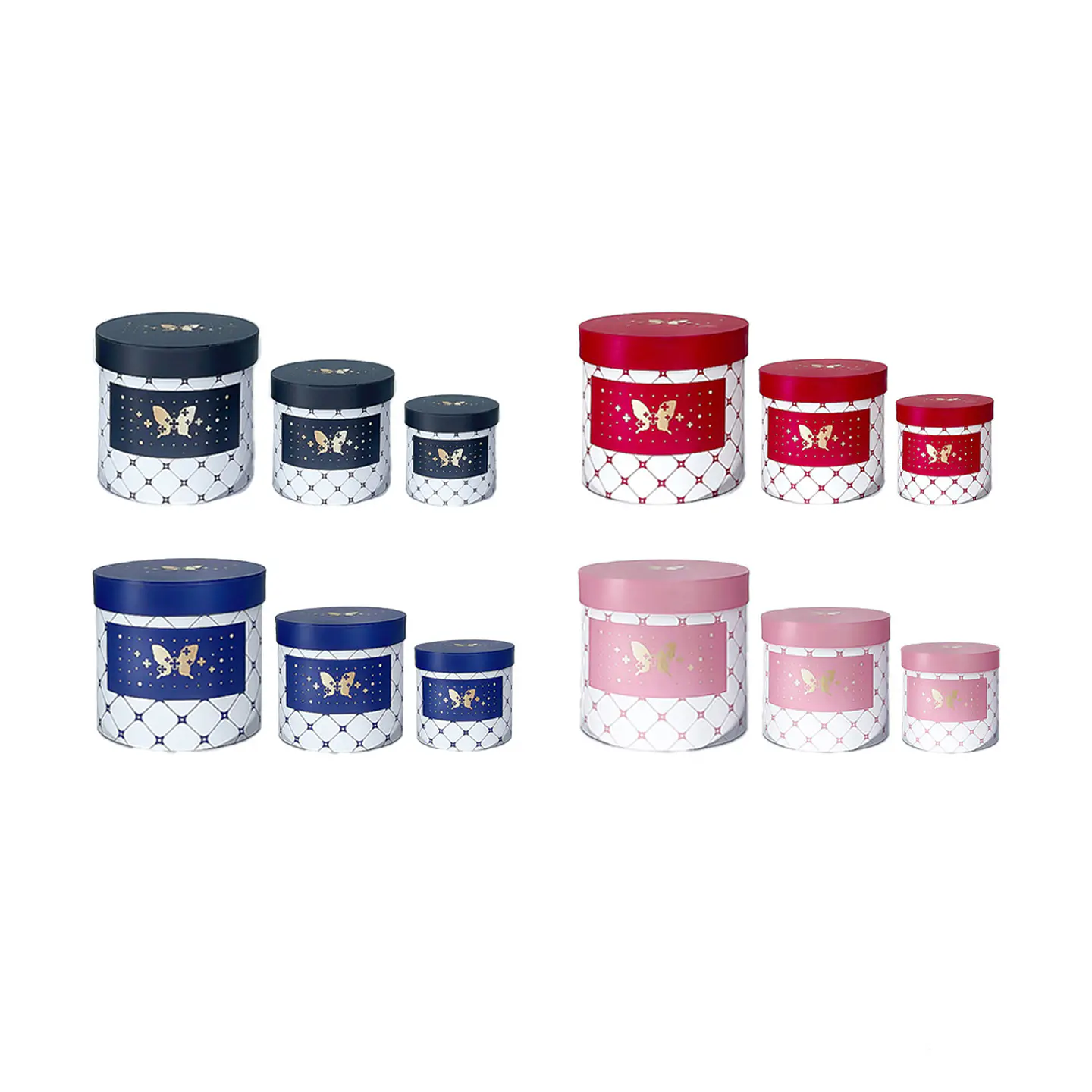 Set de cajas de regalos redondas mariposa Color Aleatorio 3pcs 1