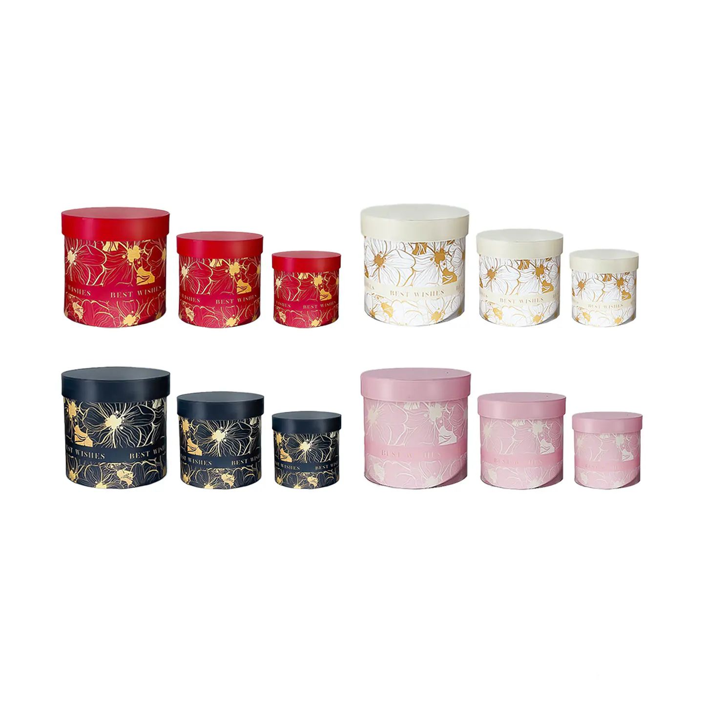 Set de cajas de regalos redondas flores Color Aleatorio 3pcs 1